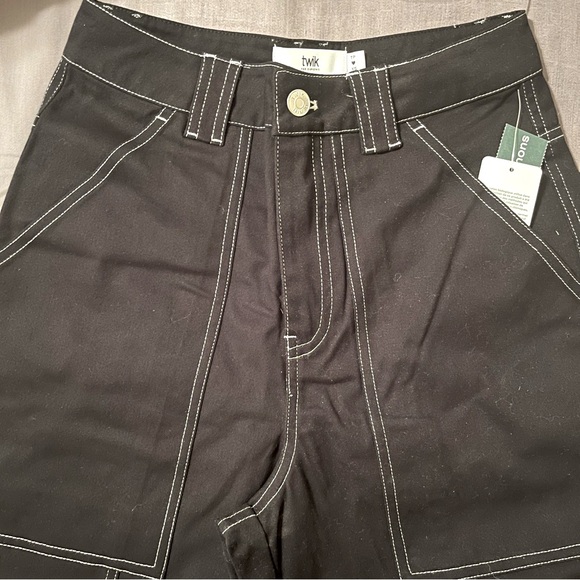 White Threaded Cargo Pants - Picture 1 of 8